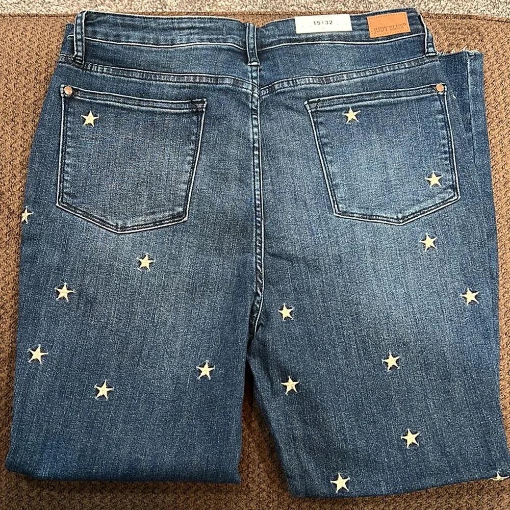 JUDY BLUE NWT STAR EMBROIDERY HIGH RISE SKINNY PANTS SIZE 15/32 - Picture 5 of 6